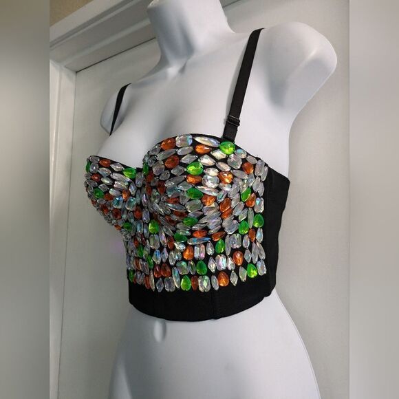 Rhinestone Bustier Crop Top - Picture 2 of 5